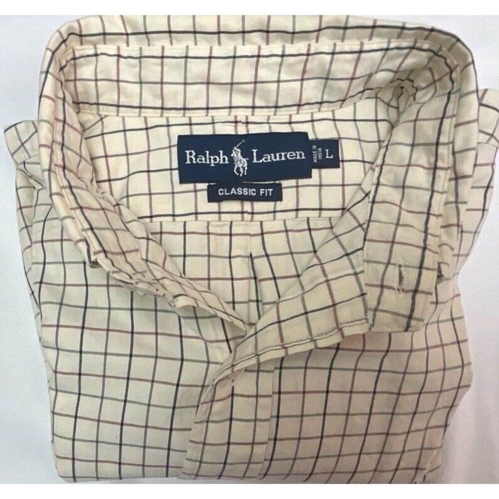 Ralph Lauren Shirt Mens Striped Long Sleeve Classic Fit - Size Large - Picture 4 of 5